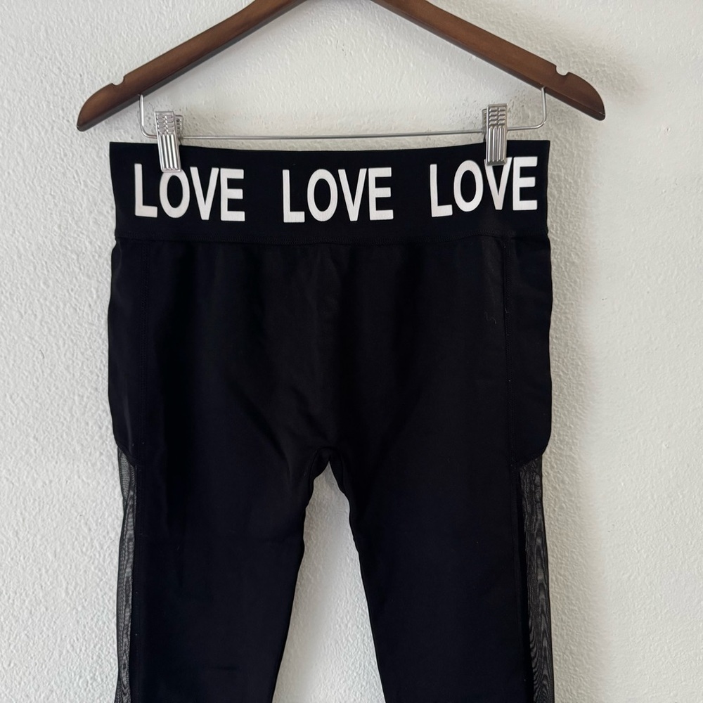 Mesh Panel High Waisted Athletic Leggings Black L/XL Soho Girls Edgy Sporty - Picture 3 of 12